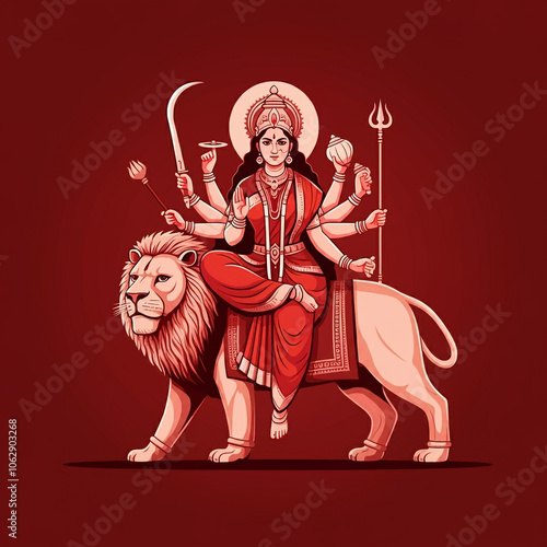 Goddess Durga, the fierce w...