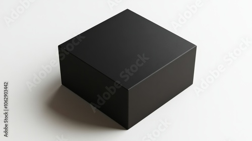 A minimalist square black box with soft shadows and subtle highlights, placed on a white background photo