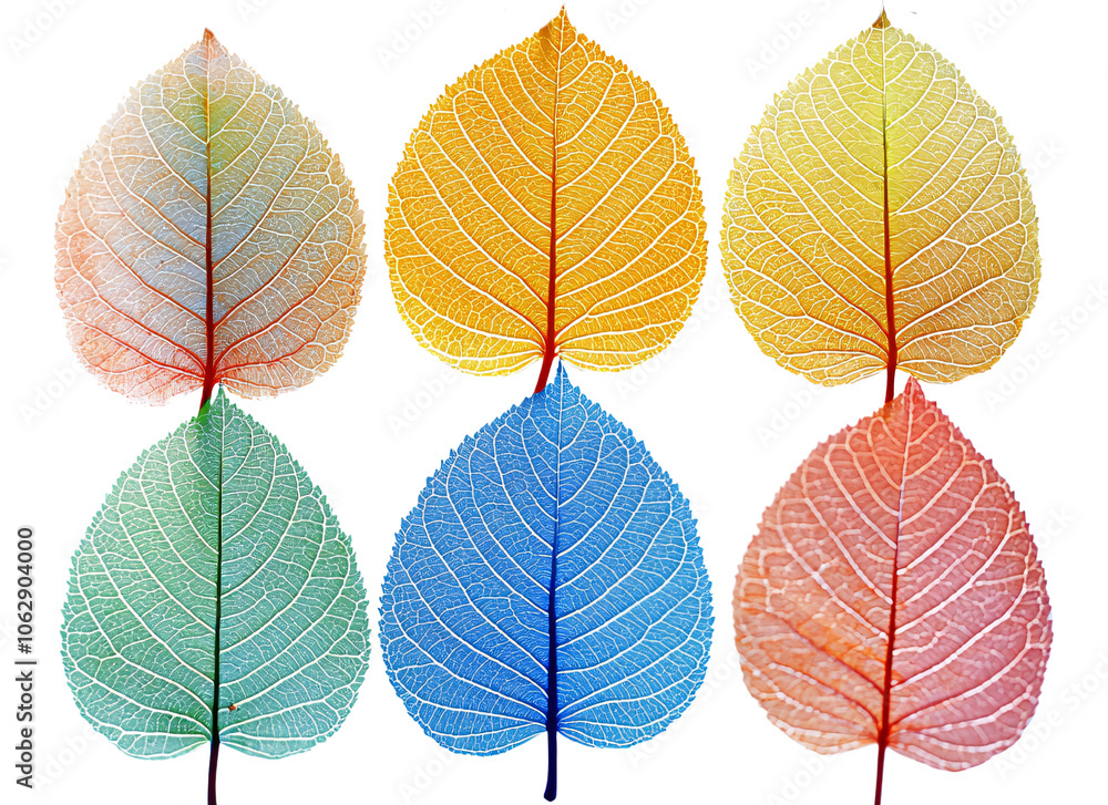 Colorful Leaf Veins Nature Abstract Botanical Background Isolated Autumn Foliage (Transparent Background) Colorful Leaf Veins Nature Abstract Botanical Background Isolated Autumn Foliage (Transparent Background)