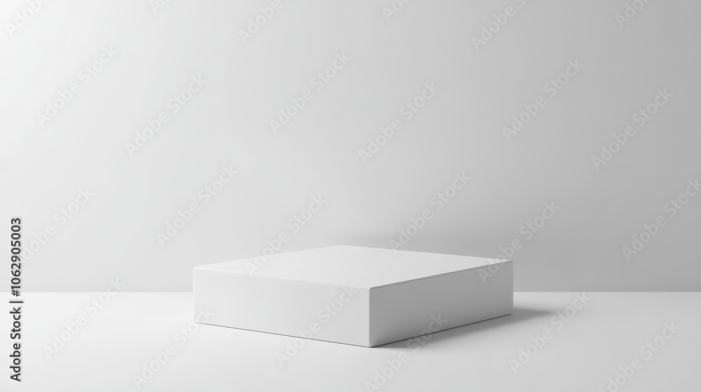 A minimalist white box with rounded corners and soft lighting, against a completely white background A minimalist white box with rounded corners and soft lighting, against a completely white background