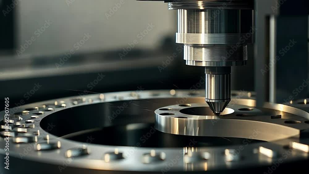 A close-up view of a precision machining tool in action, highlighting the intricate details of metalwork and manufacturing processes. A close-up view of a precision machining tool in action, highlighting the intricate details of metalwork and manufacturing processes.