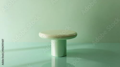 Wallpaper Mural A mint green pedestal with soft reflective surfaces,empty display podium Torontodigital.ca