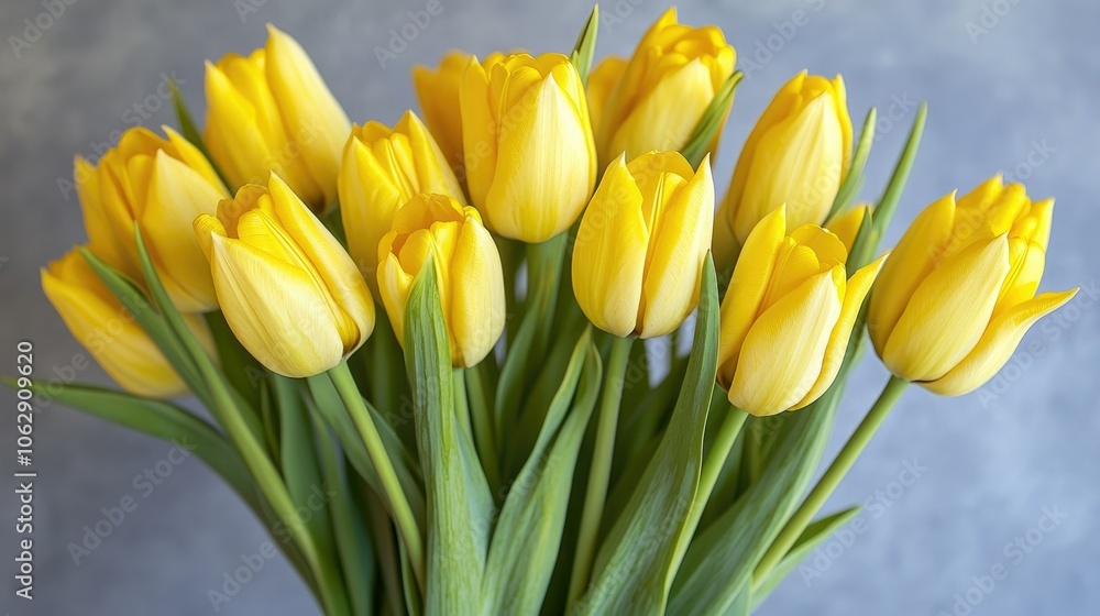 Vibrant Yellow Tulips in Fresh Arrangement Vibrant Yellow Tulips in Fresh Arrangement