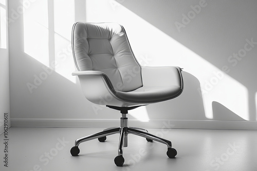 Contemporary office chair with ergonomic design on a white surface photo