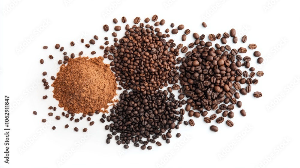 Coffee Beans and Spices Collection Isolated on White Background Coffee Beans and Spices Collection Isolated on White Background