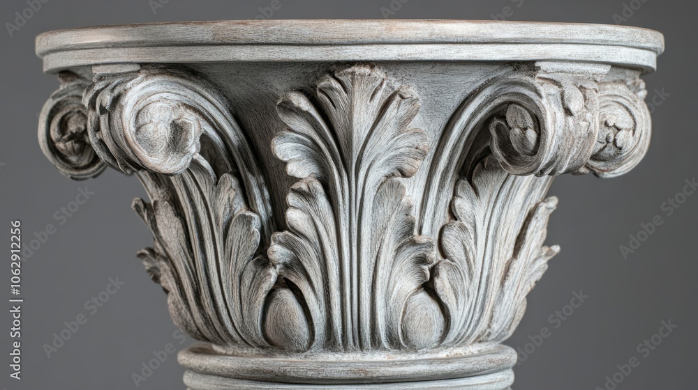 Naklejka premium close-up A muted gray pedestal with intricate details,