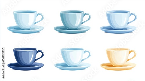 Unique Teacups and Saucers Collection in Soft Colors