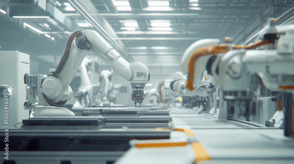 A dynamic scene inside a state-of-the-art factory, A dynamic scene inside a state-of-the-art factory,