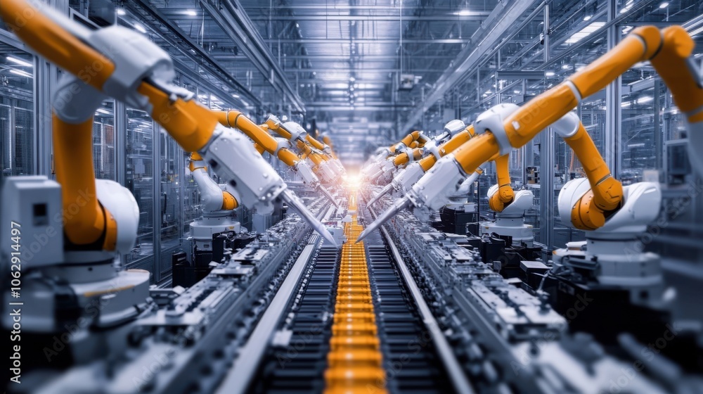 A dynamic scene inside a state-of-the-art factory, A dynamic scene inside a state-of-the-art factory,