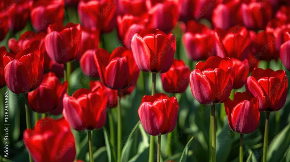 Vibrant Red Tulips in Full Bloom Vibrant Red Tulips in Full Bloom