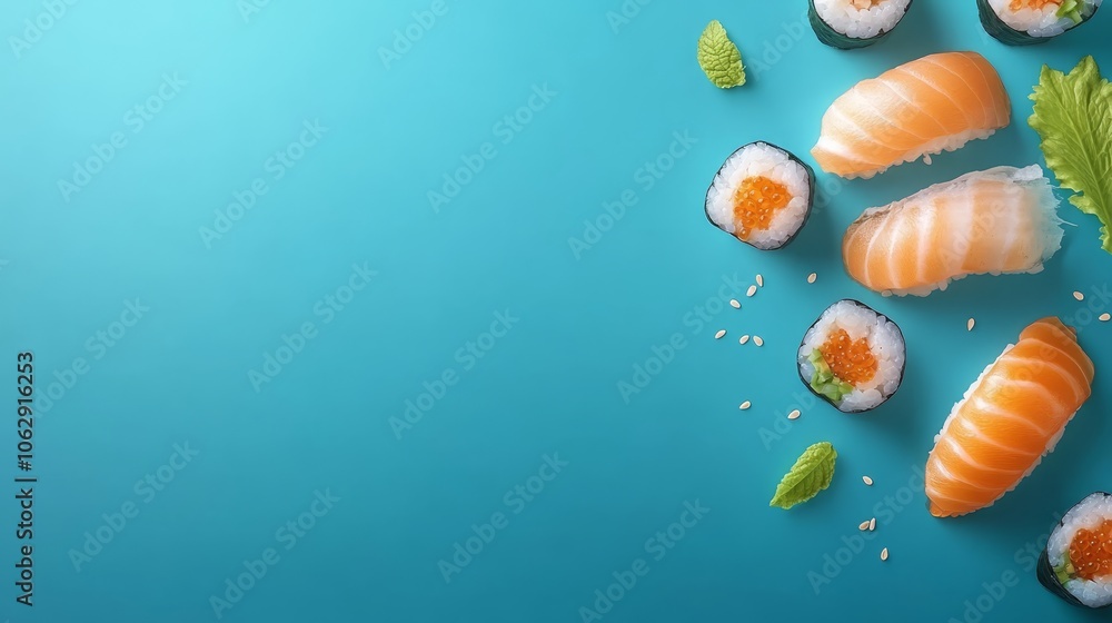 Closeup view of sushi culinary masterpiece showcasing fresh ingredients and artistry Closeup view of sushi culinary masterpiece showcasing fresh ingredients and artistry