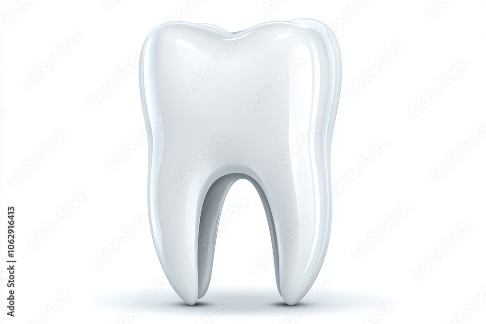 Smooth white tooth isolated on a white background, symbolizing dental health and hygiene. Smooth white tooth isolated on a white background, symbolizing dental health and hygiene.