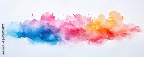 Colorful splash of watercolor in vibrant shades on white isolated background.