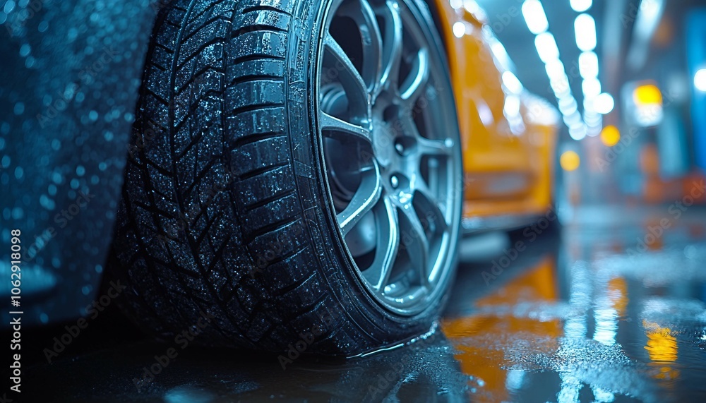 Close-up, tyre or tire thread for automobile industry, sales and mechanic. Car wheel, repair or service for vehicle safety and product purchase, tire close-up, automobile tire Close-up, tyre or tire thread for automobile industry, sales and mechanic. Car wheel, repair or service for vehicle safety and product purchase, tire close-up, automobile tire