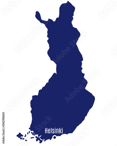 silhouette map of finland with country capitals