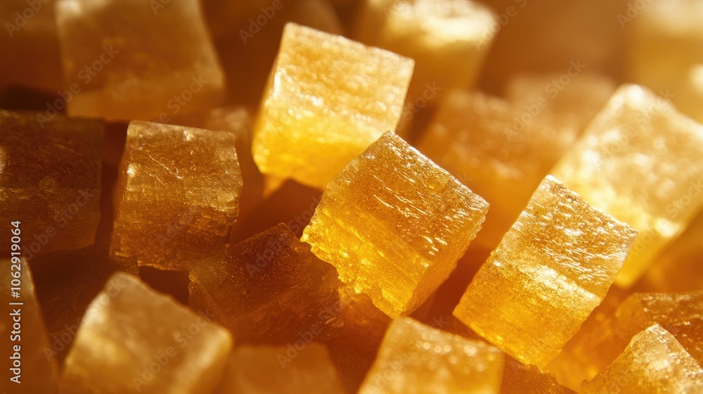 Golden Sugar Cubes Close-Up Photography Golden Sugar Cubes Close-Up Photography