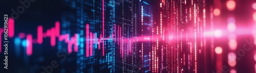 Wallpaper Mural Abstract digital visualization with vibrant pink and blue lines, representing data flow and technological advancement. Torontodigital.ca