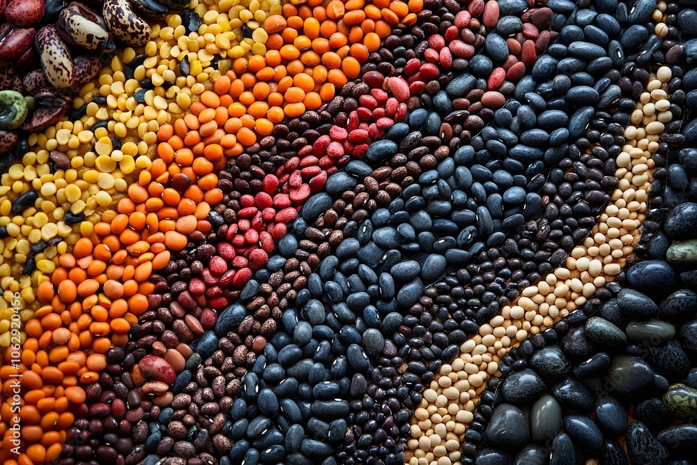 Bean Art Mosaic Of Beans Forming Intricate Pattern Bean Art Mosaic Of Beans Forming Intricate Pattern