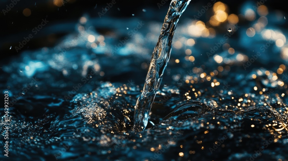 Close-Up of Water Flowing with Bubbles and Sparkles Close-Up of Water Flowing with Bubbles and Sparkles