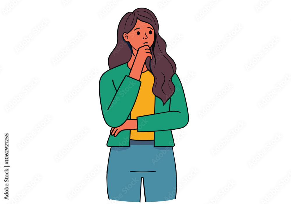 A woman is thinking. Hand drawn style vector design illustrations.
A woman is thinking. Hand drawn style vector design illustrations.
