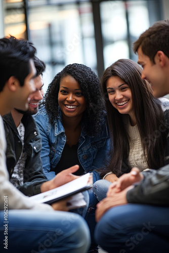 Multiracial group discussing a new marketing strategy photo