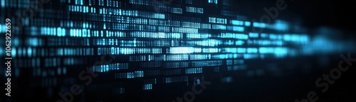 Dynamic abstract background featuring glowing blue lights, representing data flow and technology innovation in a digital space.
