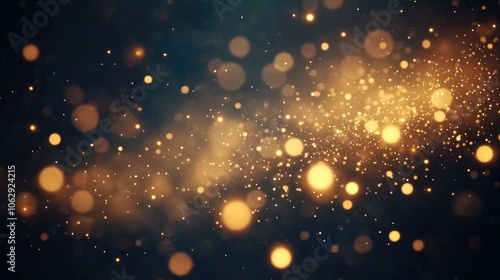 Golden Glitter Particles on Dark Background