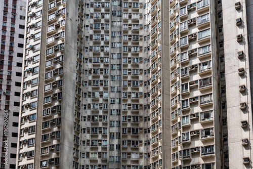 Hong Kong downtown tall buiding facade