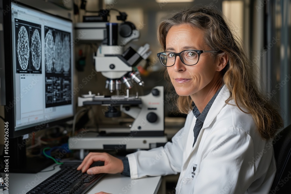 A researcher in neuromorphic computing focuses on brain-inspired chips, using specialized testing equipment and analyzing neural signals in a high-tech lab environment A researcher in neuromorphic computing focuses on brain-inspired chips, using specialized testing equipment and analyzing neural signals in a high-tech lab environment