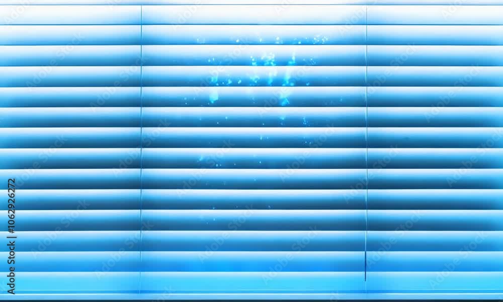 Modern window with blue lighting effect and closed blinds Modern window with blue lighting effect and closed blinds