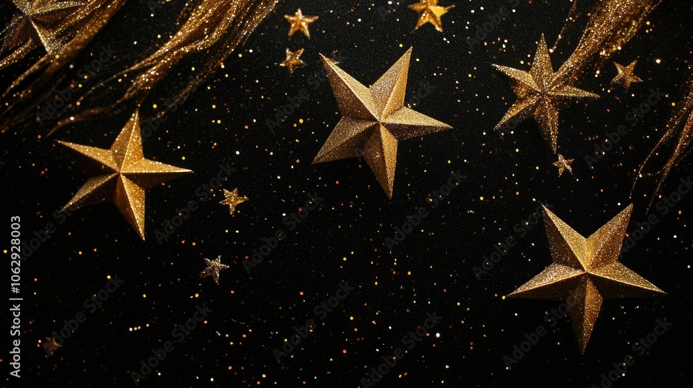 Golden Stars on a Dark Background for Festive Decor Golden Stars on a Dark Background for Festive Decor