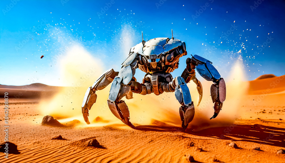 Obraz premium Abstract armored robot animal in action, science fiction technology