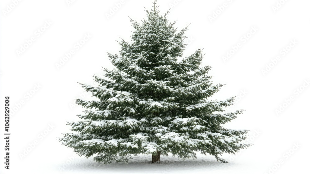 Snow-Covered Tree in Winter Wonderland Scene Snow-Covered Tree in Winter Wonderland Scene
