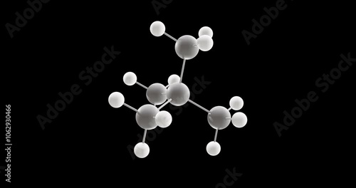 Neopentane molecule, rotating 3D model of alkane, looped video on a black background photo