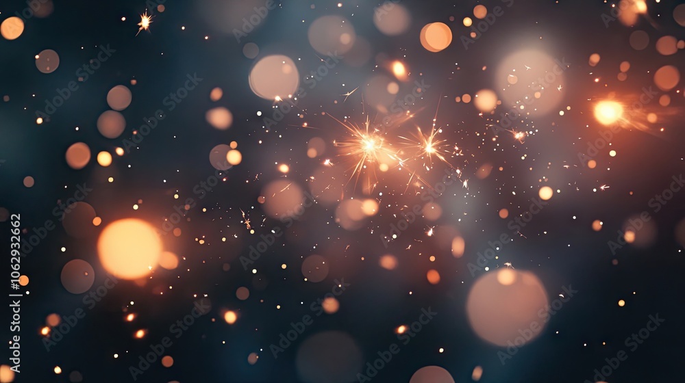 Obraz premium A collection of sparklers creates a dazzling display in the night, enhanced by beautiful bokeh effects in the dark backdrop. The sparklers illuminate the scene with vibrant light and dynamic shapes.