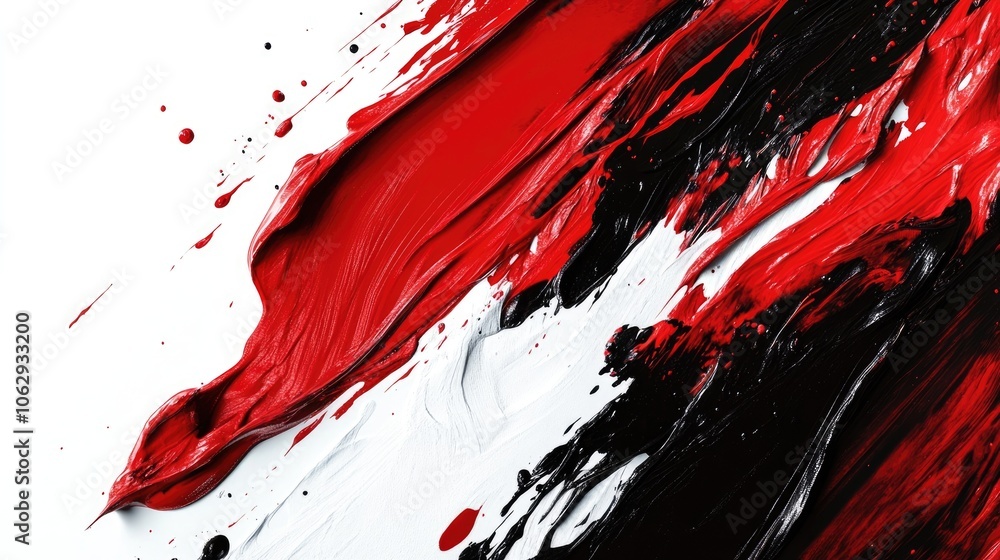Vibrant liquid paint textures create a stunning brush stroke effect on a white background, complemented by a rich array of red palettes and contrasting black tones, ideal for artistic projects. Vibrant liquid paint textures create a stunning brush stroke effect on a white background, complemented by a rich array of red palettes and contrasting black tones, ideal for artistic projects.