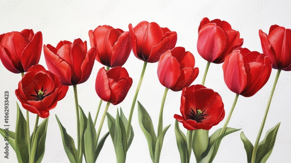 Vibrant Red Tulips in Full Bloom Vibrant Red Tulips in Full Bloom