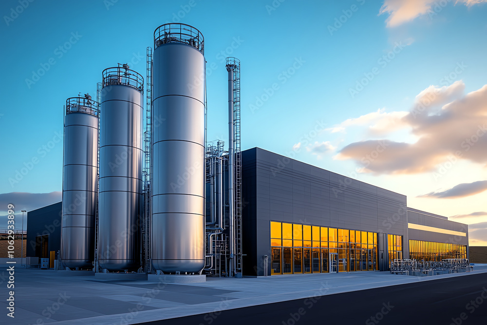 Modern Hydrogen Energy Facility Under Sunny Sky Modern Hydrogen Energy Facility Under Sunny Sky
