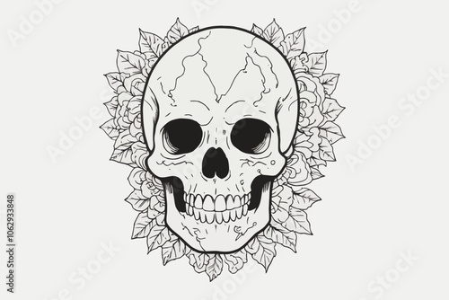 black white for coloring The skull Ai generated image