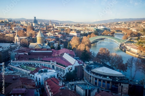 View of Tbilisi with Kura river, Georgia photo