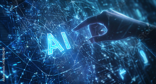 Interact with AI artificial intelligence virtual assistant chatbot in concept of AI artificial intelligence prompt engineering,AI deep learning to use generative AI for work support.
 photo