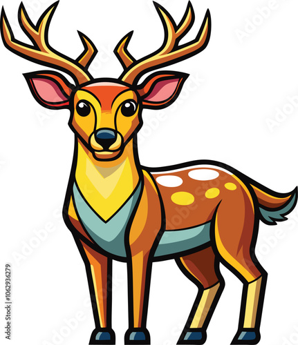 Deer color icon vector illustration on white background.	