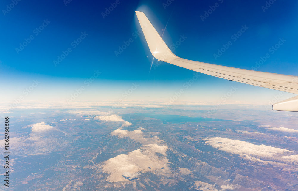 Aerial view on arabian desert and Red sea mountains from airplane Aerial view on arabian desert and Red sea mountains from airplane