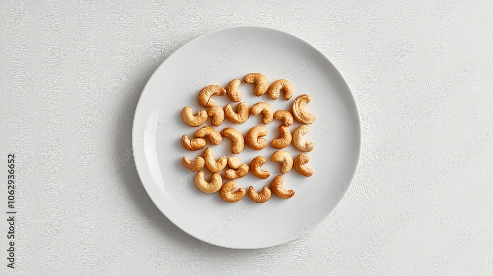 Cashews on a White Plate Arrangement Cashews on a White Plate Arrangement