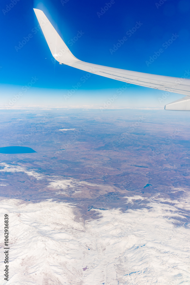 Aerial view on arabian desert and Red sea mountains from airplane Aerial view on arabian desert and Red sea mountains from airplane