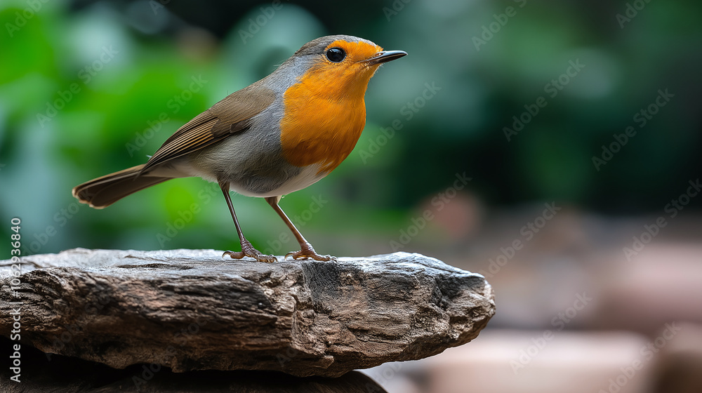 vibrant bird perched on rock, showcasing its striking orange and gray plumage in lush outdoor environment. scene captures essence of wildlife and nature vibrant bird perched on rock, showcasing its striking orange and gray plumage in lush outdoor environment. scene captures essence of wildlife and nature