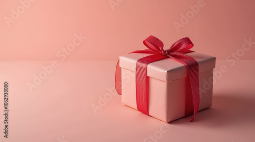 Elegant Wrapped Gift Box with Colorful Ribbon on Vibrant and Minimalist Background for Celebrations and Occasions