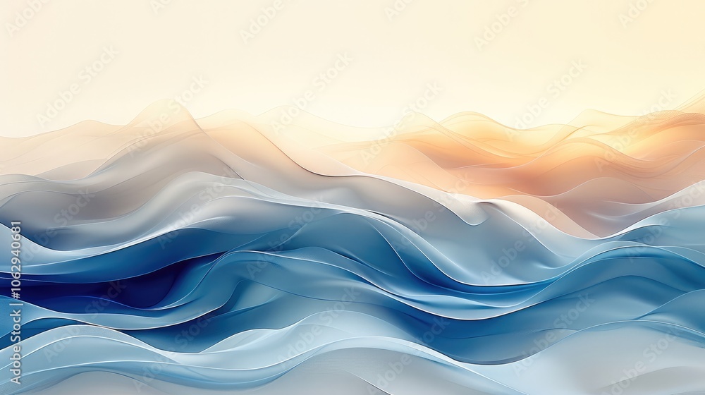Obraz premium A subtle, minimalist background for a psychology website, soft gradient blending light pastel tones of blue and beige, with a gentle texture resembling watercolor or soft clouds.