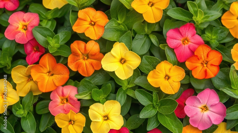 Colorful Blossom Arrangement in Garden Setting Colorful Blossom Arrangement in Garden Setting