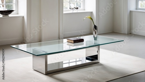 High-End Glass Table with Minimalist Decor